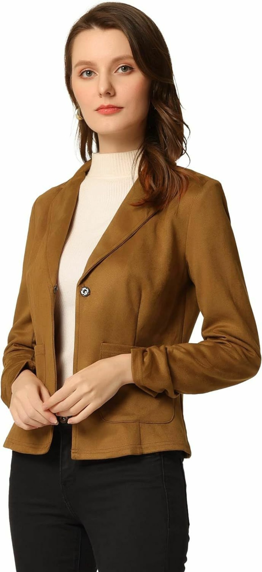 Wholesale Allegra K Allegra K Women'S Long Sleeve Casual Open Front Drawstring Faux Suede Blazer