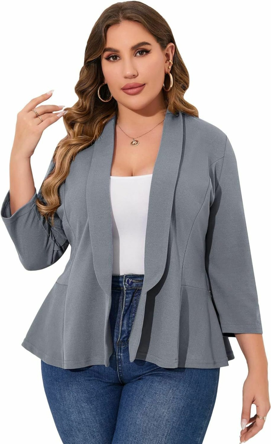 Wholesale KOJOOIN Kojooin Women Plus Size Casual Blazer Open Front Long Sleeve Work Office Cardigan Jackets