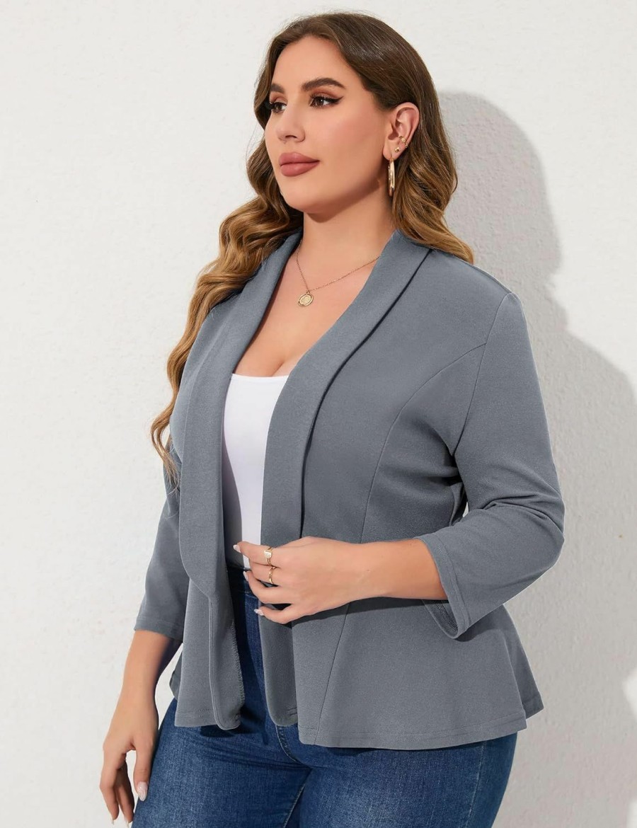 Wholesale KOJOOIN Kojooin Women Plus Size Casual Blazer Open Front Long Sleeve Work Office Cardigan Jackets