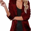 Clearance NSHYPOI Women'S Shiny Sequin Open Front Blazer Coat Lapel Long Sleeve Cardigan Jacket