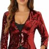 Hot Allegra K Allegra K Women'S Sequin Jacket 3/4 Sleeve Open Front Party Shiny Glitter Sparkly Shrug Blazer