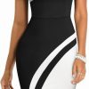 Hot HOMEYEE Homeyee Women Keyhole Colorblock Slim Bodycon Business Pencil Dress B571