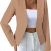 Clearance KOJOOIN Kojooin Women'S 2023 Fall Casual Cropped Blazer 3/4 Sleeve Open Front Lightweight Work Office Cardigan Bolero Jacket Shrug