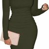 New XXTAXN Women'S Sexy Bodycon Long Sleeve Round Neck Work Office Midi Pencil Dress