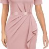 Online AISIZE Aisize Women'S Retro Crew Neck Ruffle Ruched Flattering Business Sheath Dress