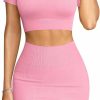 Clearance OQQ Oqq Women'S 2 Piece Outfits Short Sleeve Tops And Mini Skirts Club Suit Sets