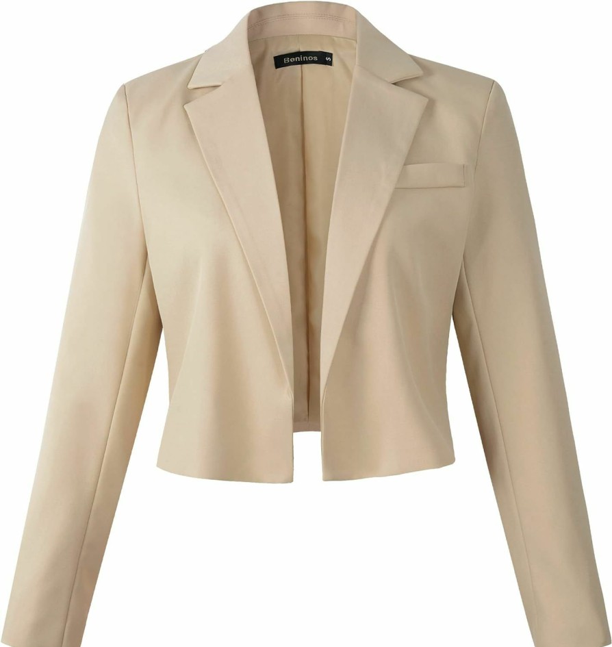 Clearance Beninos Beninos Womens Casual Blazers Open Front Crop Blazer Jacket