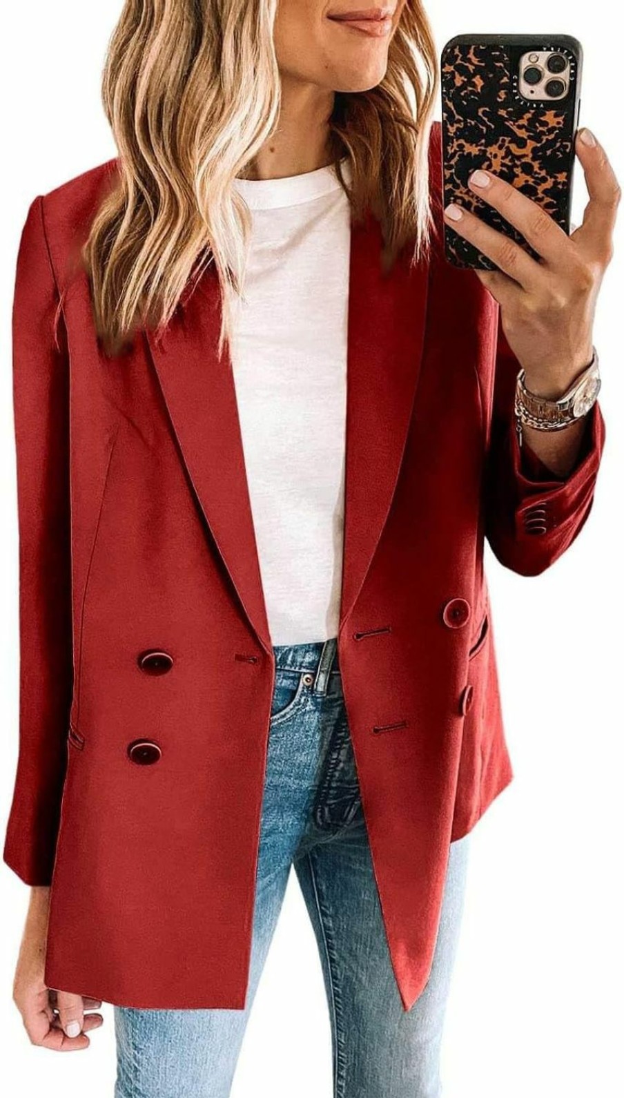 Hot Zwurew Zwurew Women'S Long Sleeve Casual Blazers Lapel Open Front Double Breasted Suit Business Work Office Blazer Jackets