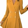 New WDIRARA Wdirara Women'S Lapel Neck Double Breasted Pleated Hem Thigh Length Elegant Blazer Dress