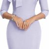 Best MUXXN Muxxn Women'S Midi Pencil 1950S Vintage Cocktail 3/4 Sleeve Tie Neck Bodycon Mid-Calf Dress With Pockets