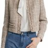 New GOELIA Tweed Cropped Blazer Jacket For Women 2023 Open Front Long Sleeve Slim Fit Business Casual Blazer