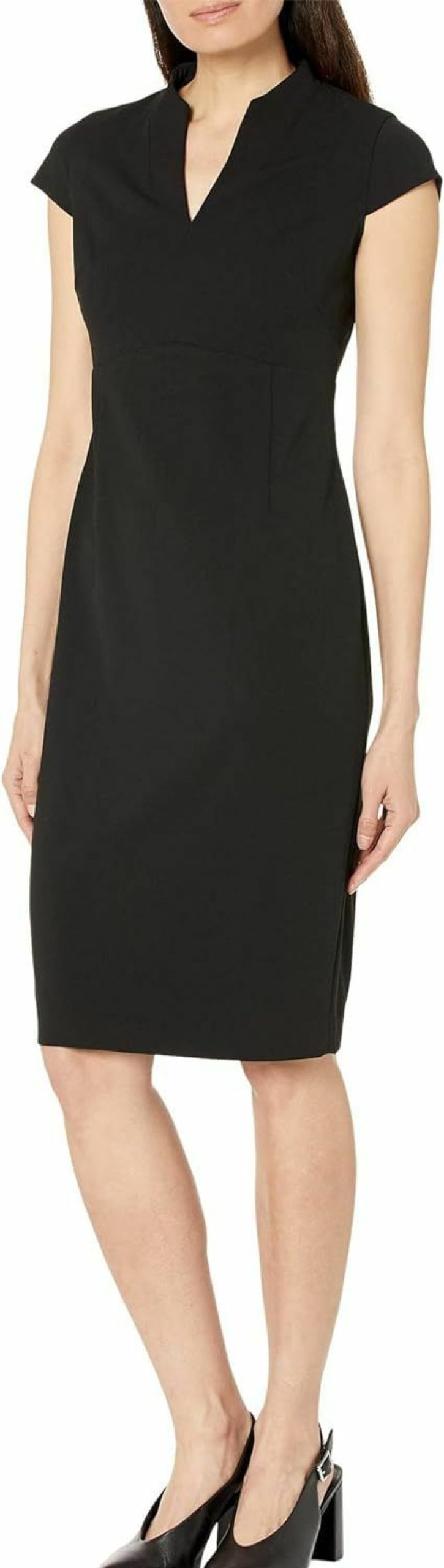 Clearance Calvin Klein Calvin Klein Cap Sleeve V-Neck Scuba Crepe Sheath