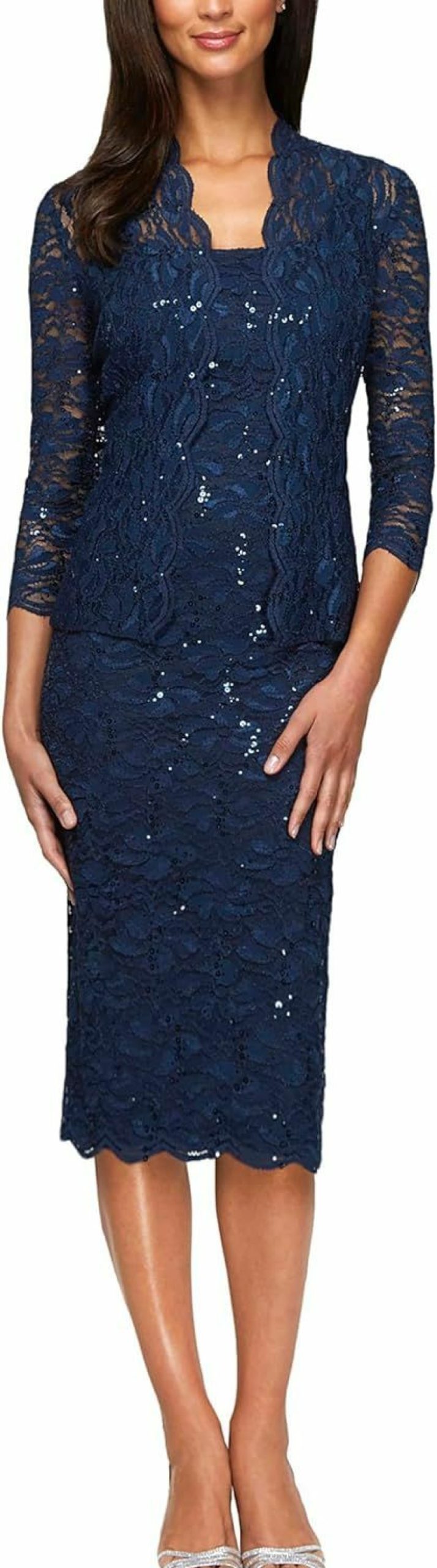 New Alex Evenings Alex Evenings Women'S Shift Dress With Lace Jacket (Petite And Regular)